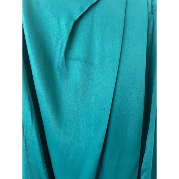 NWT Anthropologie Turquoise Satin Knee-Length Faux Wrap Skirt • Size 0 🗣 - Picture 3 of 4